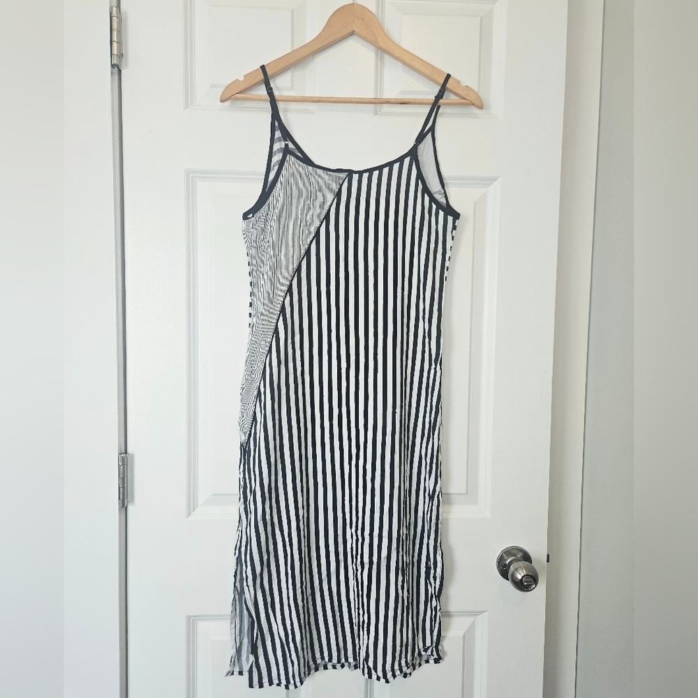 Splendid Boardwalk Navy & White Striped Colorblock Panel Midi Slip Dress NWT S - Picture 8 of 8